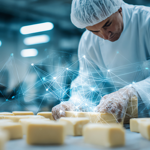 Personal trabajando en una línea de producción de alimentos